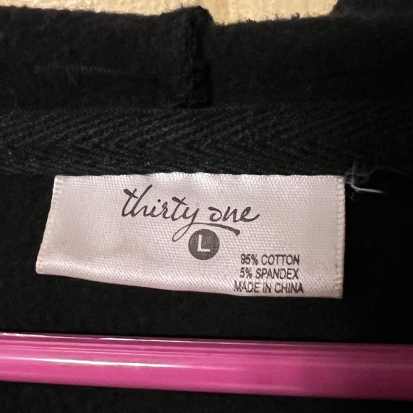Thirty-One Black Zip Up Hoodie Silver Beaded Logo Size L - Picture 7 of 8